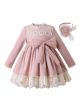 Light Pink Lace Embroidered Wedding Birthday Ceremony Dress + Hand Headband