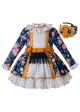 2020 Girls Floral Rose Party Double Bows Dress + Hand Headband