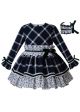 Autumn Blue&Black Grid Layered Boutique Dress
