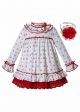 Autumn White Print Children Elegant Girl Dress + Hand Headband