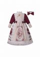 2020 Coral Red Girls Flower Embroidered Vintage Dress + Hand Headband