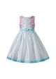New Summer Mint color Floral Pattern Sleeveless Vertical Stripes Girls Dress