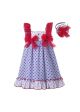 Boutique Girls Garment Dyed Red Dot With Bows Ruffles Summer Dress + Hand Headband