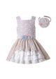 Ivory Square Collar Ruffle Flowers Princess Girls Dress + Hand Headband