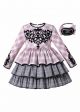 Pink Plaid Print Delicate Lace Layer Girls Children Clothes Boutique Dress + Handmade Headband