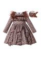 Vintage Girls Feather Flower Ruched Children Boutique Dress + Handmade Headband