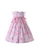 Ruffle Collar Smocked Dress Pink Floral Patterns and Bows