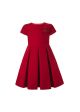 2020 Vintage Girl O-Neck Flower Red Short-Sleeve Dress
