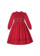 Vintage Red Girl Cute handmade Embroidered Smocked Dress