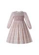 Spring Light Pink Floral Crew Neck Girl Dress Stylish