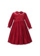 Winter Girl Sweet Double-layered Embroidered  Red Smocked Dress