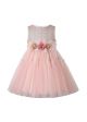 Classical Vintage Printed Sleeveless Yarn Hem Pink Dress for Girls