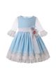 January New Sweet Design Half Flare Sleeve Blue Girls Ruffle Dress