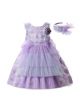 Summer Purple Lace Flower Feather Girls Dress + Handmade Headband