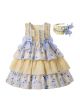 Vintage Square Collar Bows Girls Yellow Easter Dress + Headband