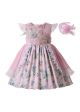 (ONLY 3Y 4Y) 3D Flower Ruffle Girls Party Dress + Handmade Headband