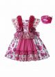 (3Y 4Y 5Y only)Rose Red Floral  Lace Girls Dress +  Headband