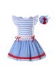 Classic Style Stripes Blue A-line Dress + Handmade Headband