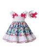 Colorful Girls Ruffle Dress + Handmade Headband