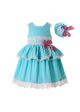 Girls Sweet Blue Summer Dress + Handmade Headband