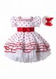 Red Dots Lantern Sleeve White Dress + Handmade Headband