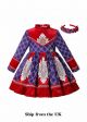 (UK ONLY)Fall & Winter Crew Neck Vintage Girls Dress + Handmade Headband
