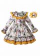 Flower Birds Patterns Girls Dress + Headband