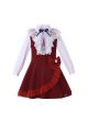 Christmas Red + White Girls School Style Dress