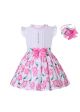 Sleeveless Top Rose Patterns Skirt + Handmade Headband