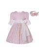 Girls Light Pink Half Sleeve Lace Tulle Dress + Handmade Headband