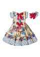 Easter Eid Flower Printed Dress + Handmade Headband