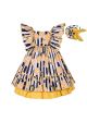 Vertical Striped Lemon Patterns Dress + Handmade Headband