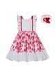 Cute Fruit Print White Girls Dress + Handmade Headband