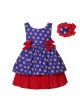 4th of July Sleeveless Dot Dress for Girls + Handmade Headband