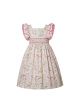 Girls Plant Print Ruffle Smocked Dress