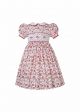 Girls Red and White Floral Smocked Dresses