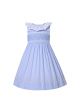 Girls Blue Stripe Sleeveless Smocked Dresses