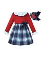 Back to School Girls Red and Blue Plaid Dress