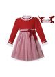 New Autumn Winter Red Christmas Dress for Girls + Handmade Headband