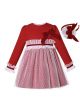 AW Baby Girls Red Christmas Dress + Handmade Headband