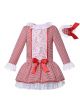 Lovely White Lace Red Plaid Christmas Dress for Your Girl + Handmade Headband