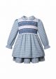 Girl's Fall/Winter Blue Houndstooth Peter Pan collar Dress