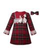 Girl's Christmas Red Tartan Lace Dress