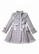 Girls White Cotton Tweed Bows Coat with Fur Trim