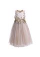 Gold Flowers Princess Kids Long Dress