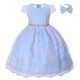 Fashionable Blue Girl Party Dress Flower 1102