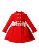 Sweet Solid Red Girls Coat with Lace and Bows