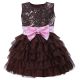 Coffee Sequin Girl Party Dress With Pink Bow GD50611-1