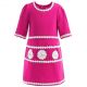 Girls Floral Half-Sleeved Rose Red Dress 620F