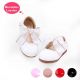 White Microfiber Leather Girls Shoes With Handmade Bow-knot 